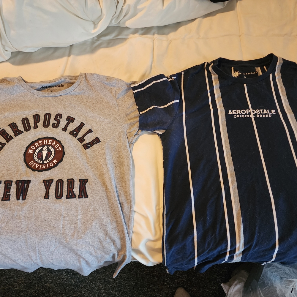 Aeropostale Mens Graphic T-Shirts - Gray and Blue